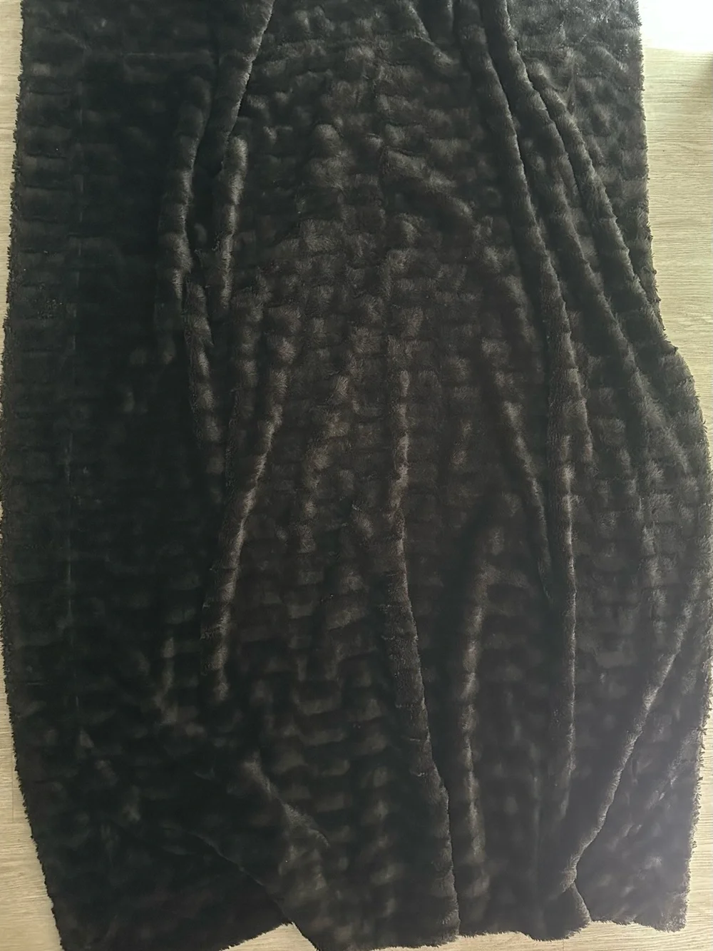 Plush Black Faux Fur Throw Blanket